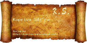 Kopriva Sára névjegykártya